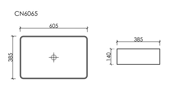 Раковина накладная (60,5х38,5) Ceramica Nova Element CN6065